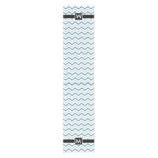 Gepersonaliseerd Chevron Zigzag Aqua Blue Korte Tafelloper (Voorkant)