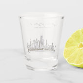 Gepersonaliseerd Chicago Skyline Shot Glass Glas (Achterkant)