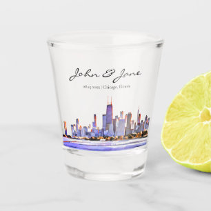 Gepersonaliseerd Chicago Skyline Shot Glass Glas