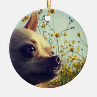 Gepersonaliseerd chihuahua dubbelzijdig keramisch ornament
