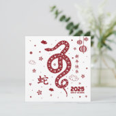 Gepersonaliseerd Chinees Jaar van de Slang Wit Roo Kaart (Staand voorkant)