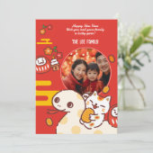 Gepersonaliseerd Chinees Nieuwjaar van de Slang Feestdagenkaart (Staand voorkant)