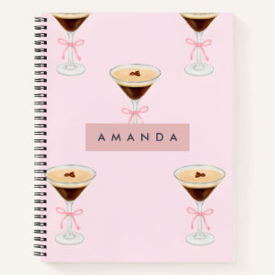 Gepersonaliseerd chique espresso cocktailpatroon notitieboek