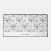 Gepersonaliseerd chique  grijs Roos bloemig Bureaumat (Voorkant)