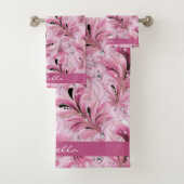 Gepersonaliseerd chique roze glam luxe patroon bad handdoek (Insitu)