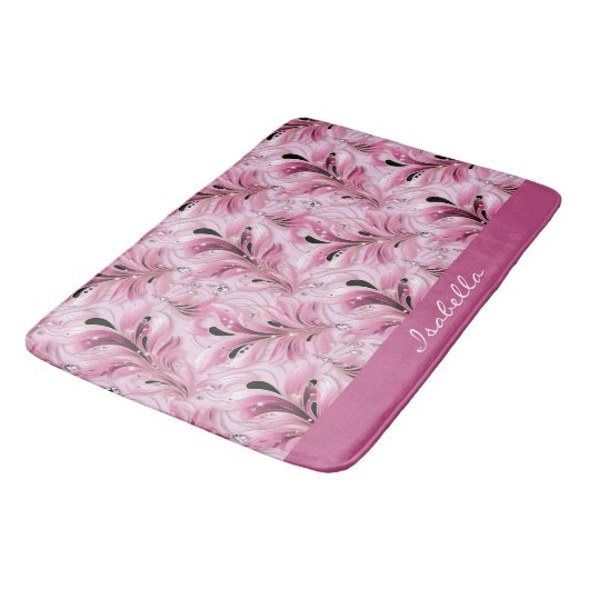 Gepersonaliseerd chique roze glam luxe patroon badmat (Gekanteld)