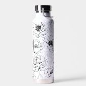 Gepersonaliseerd chique zwart wit monogram waterfles (Links)