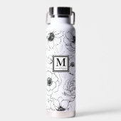 Gepersonaliseerd chique zwart wit monogram waterfles (Voorkant)