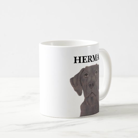 Gepersonaliseerd chocolaatlabrador koffiemok (Voorkant rechts)