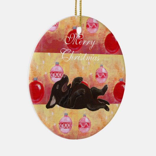 Gepersonaliseerd chocolade laboratorium — Kerstmis Keramisch Ornament (Rechts)