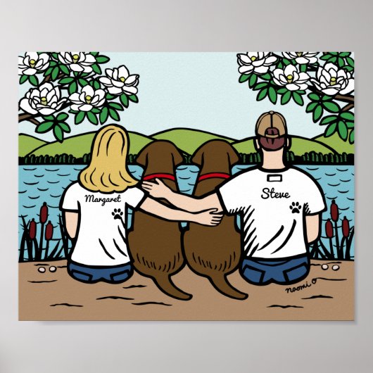 Gepersonaliseerd chocolade labrador Family Blonde  Poster (Voorkant)