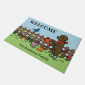 Gepersonaliseerd chocolade labrador Gardener Deurmat (Schuin)