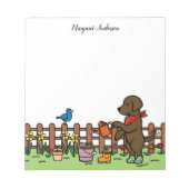 Gepersonaliseerd chocolade labrador Gardener Notitieblok (Voorkant)
