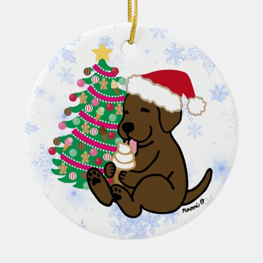 Gepersonaliseerd chocolade labrador Ice Cream Keramisch Ornament (Voorkant)