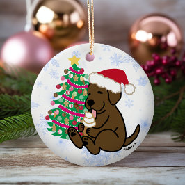 Gepersonaliseerd chocolade labrador Ice Cream Keramisch Ornament