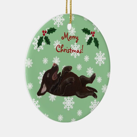 Gepersonaliseerd chocolade labrador Kerstmis Keramisch Ornament (Rechts)
