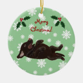 Gepersonaliseerd chocolade labrador Kerstmis Keramisch Ornament (Voorkant)