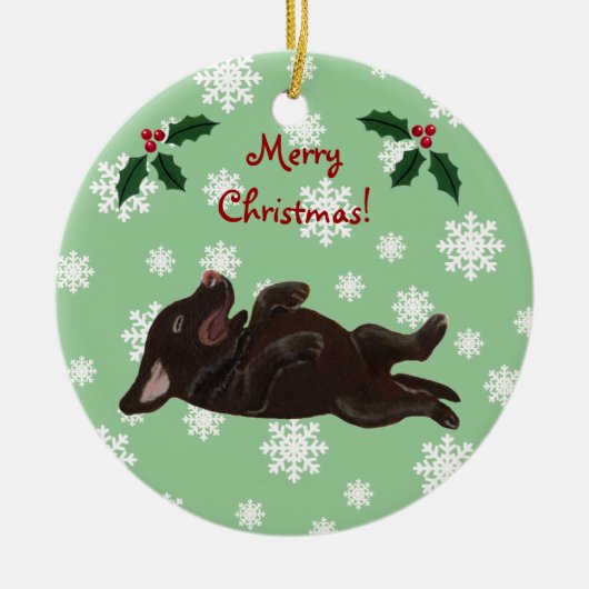 Gepersonaliseerd chocolade labrador Kerstmis Keramisch Ornament (Voorkant)