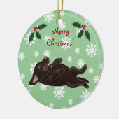 Gepersonaliseerd chocolade labrador Kerstmis Keramisch Ornament (Links)