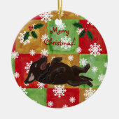 Gepersonaliseerd chocolade labrador Kerstmis Keramisch Ornament (Voorkant)