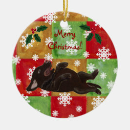 Gepersonaliseerd chocolade labrador Kerstmis Keramisch Ornament