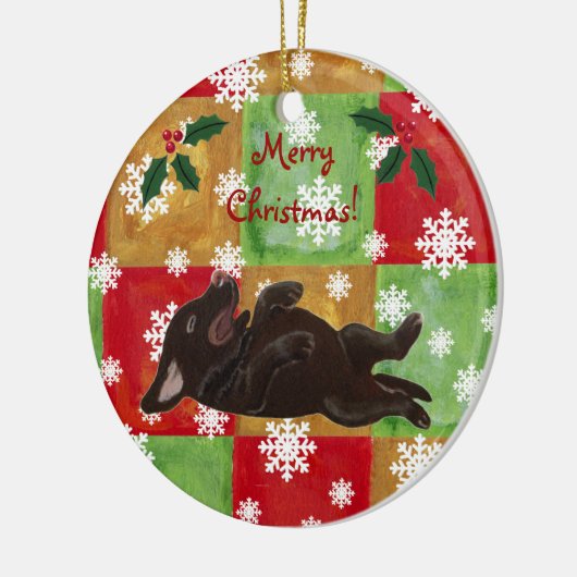 Gepersonaliseerd chocolade labrador Kerstmis Keramisch Ornament (Links)