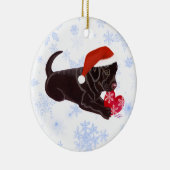 Gepersonaliseerd chocolade labrador Puppy Santa's  Keramisch Ornament (Rechts)