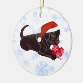 Gepersonaliseerd chocolade labrador Puppy Santa's  Keramisch Ornament (Links)