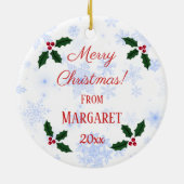 Gepersonaliseerd chocolade labrador Puppy Santa's  Keramisch Ornament (Achterkant)