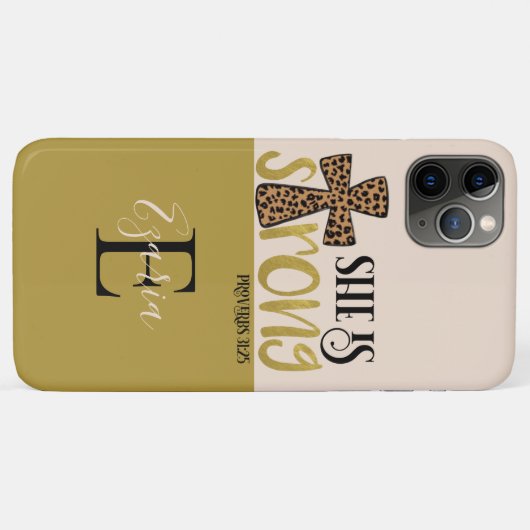 Gepersonaliseerd Christelijk zij is sterke spreekw Case-Mate iPhone Case (Achterkant (horizontaal))