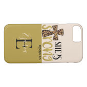 Gepersonaliseerd Christelijk zij is sterke spreekw Case-Mate iPhone Case (Achterkant (Horizontaal))