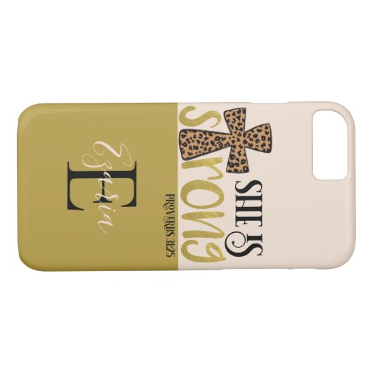 Gepersonaliseerd Christelijk zij is sterke spreekw Case-Mate iPhone Case (Achterkant (Horizontaal))