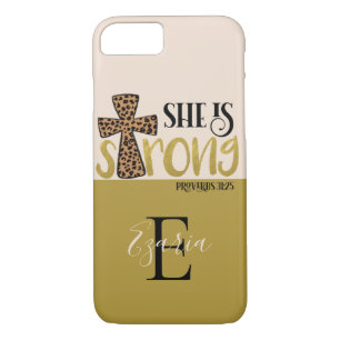Gepersonaliseerd Christelijk zij is sterke spreekw iPhone 8/7 Hoesje