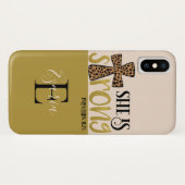 Gepersonaliseerd Christelijk zij is sterke spreekw Case-Mate iPhone Case (Achterkant (horizontaal))