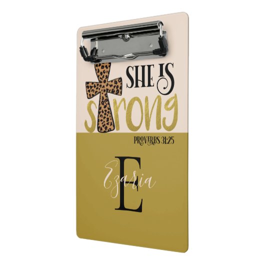 Gepersonaliseerd Christelijk zij is sterke spreekw Mini Klembord (Angled2)