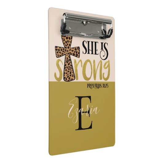 Gepersonaliseerd Christelijk zij is sterke spreekw Mini Klembord (Schuin)