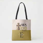 Gepersonaliseerd Christelijk zij is sterke spreekw Tote Bag (Voorkant)