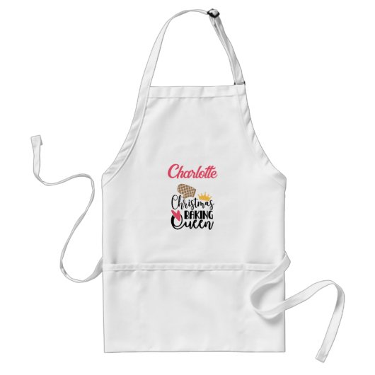 Gepersonaliseerd Christmas Baking Queen Adult Scho Standaard Schort (Voorkant)