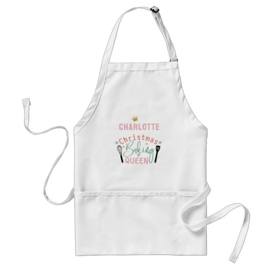 Gepersonaliseerd Christmas Baking Queen Adult Scho Standaard Schort (Voorkant)