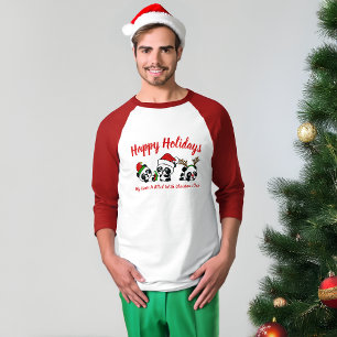 Gepersonaliseerd Christmas Pandas Raglan Sleeve T-shirt