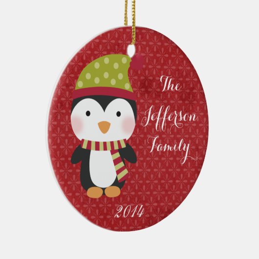 Gepersonaliseerd Christmas Penguin Family Ornament (Rechts)