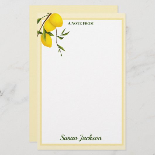 Gepersonaliseerd Citrus-botanisch Briefpapier (Voorkant / Achterkant)