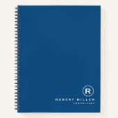 Gepersonaliseerd Classic Blauw & Wit Monogram Init Notitieboek (Voorkant)