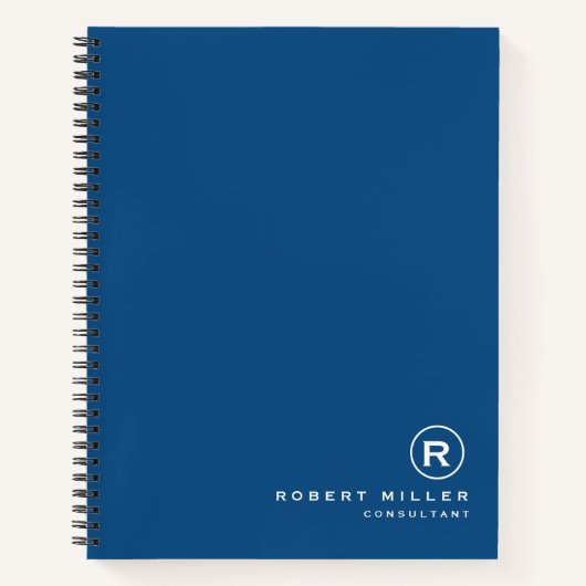 Gepersonaliseerd Classic Blauw & Wit Monogram Init Notitieboek (Voorkant)