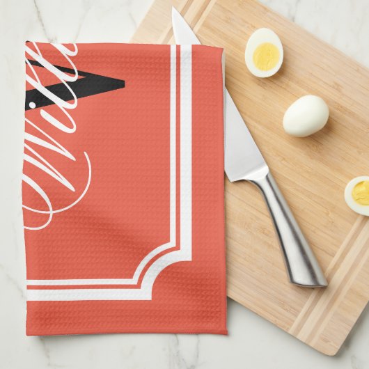 Gepersonaliseerd classy monogram sinaasappels keuk theedoek (Quarter Fold)