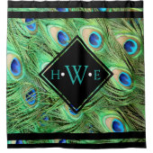 Gepersonaliseerd - Classy Peacock Feathers Douchegordijn (Voorkant)