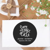 Gepersonaliseerd Clean Black Wedding Sla de datum Ronde Sticker