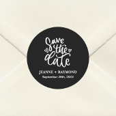 Gepersonaliseerd Clean Black Wedding Sla de datum Ronde Sticker