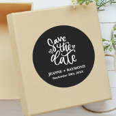 Gepersonaliseerd Clean Black Wedding Sla de datum Ronde Sticker