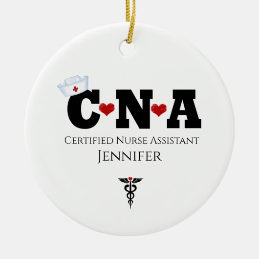 Gepersonaliseerd CNA zurse kerstversiering Keramisch Ornament (Voorkant)